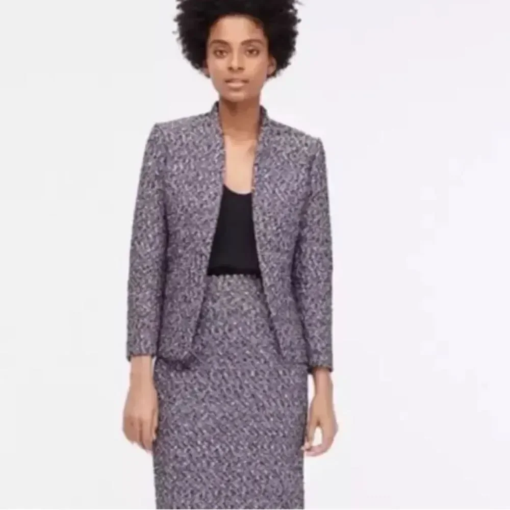 J Crew Going Out Blazer In Navy Blue/Pink Confetti Tweed Women’s 4